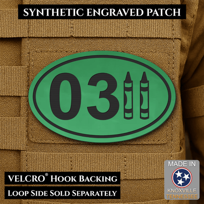 Front design and hook backing of USMC 0311 Marine Infantry Crayon patch in green