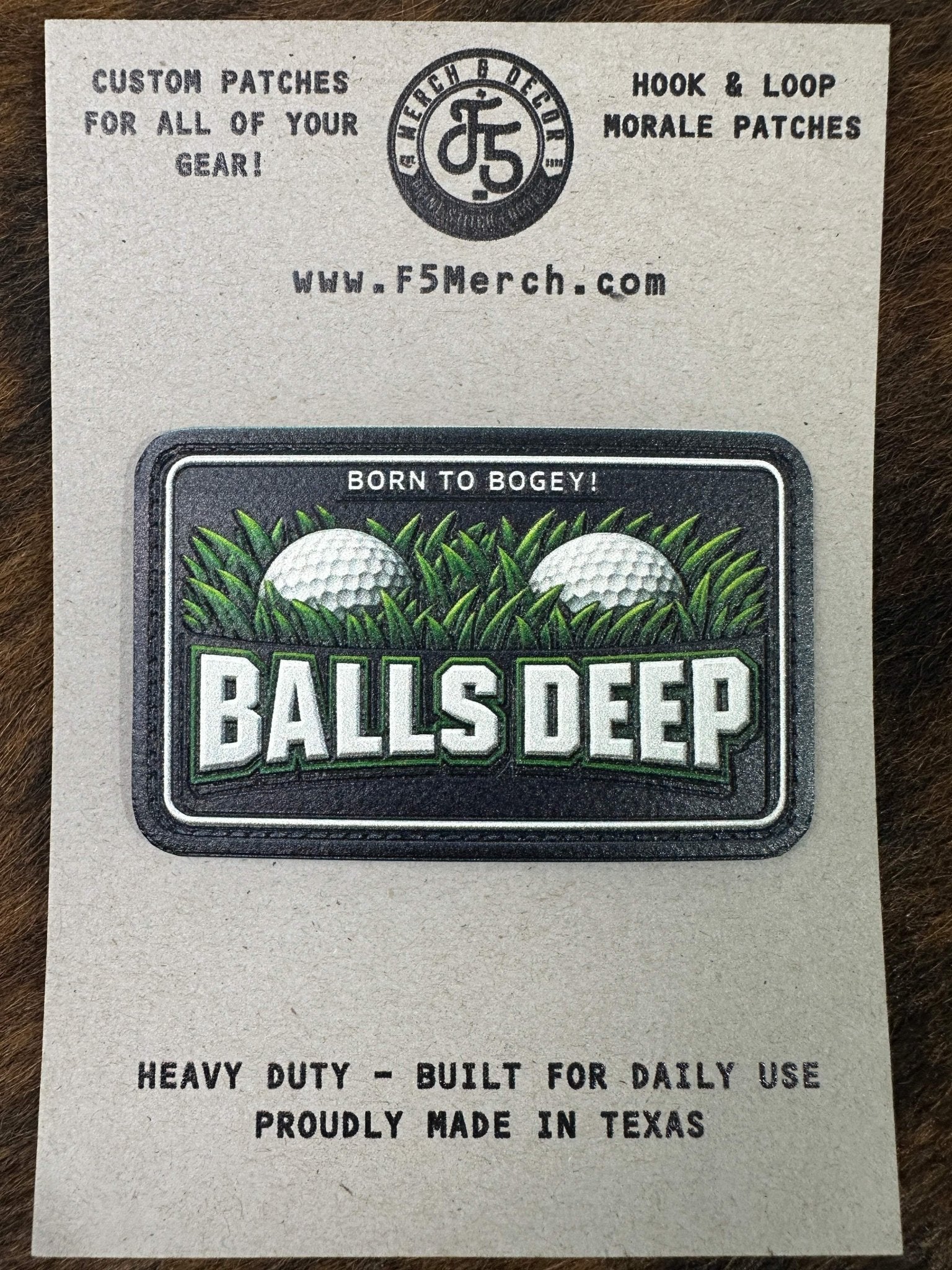 UV Printed Patch Funny Golf Patch Balls Deep - Boorn to Bogey - LoneStar Adhesive