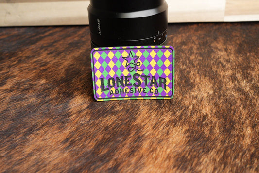 UV Printed Premium Leatherette® Sheets (12x24) - Mardi Gras - LoneStar Adhesive
