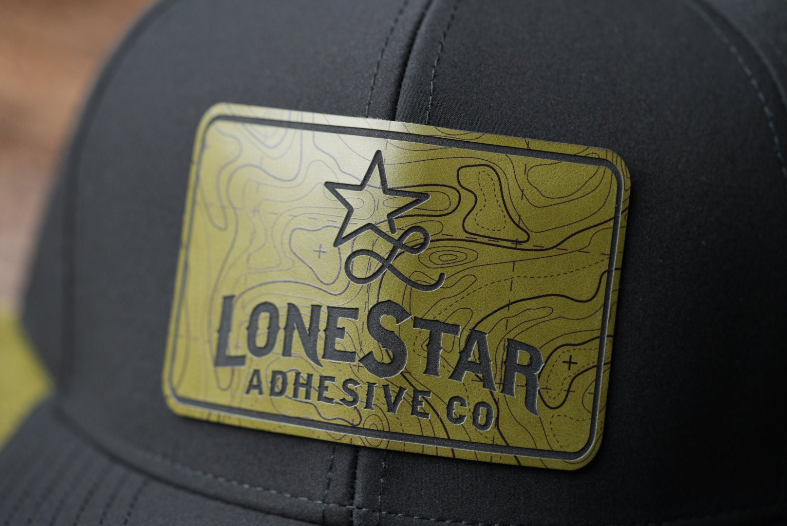 UV Printed Premium Leatherette™ Sheets (12x24) - Olive Topo - #LoneStar Adhesive#