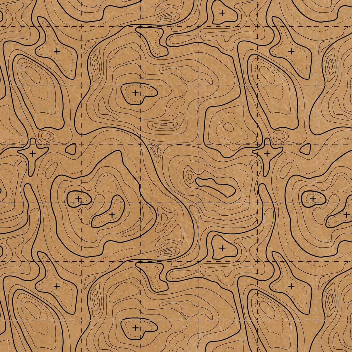 Topographic contour line pattern on a colored material sheet