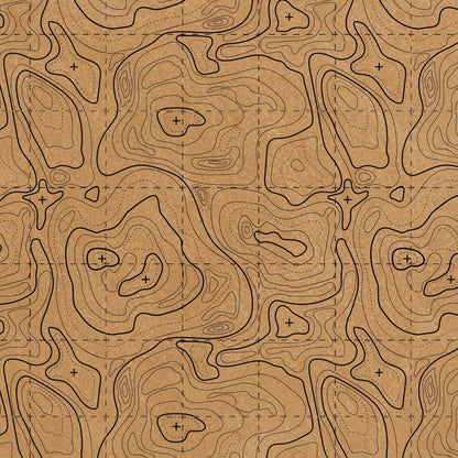 Topographic contour line pattern on a colored material sheet