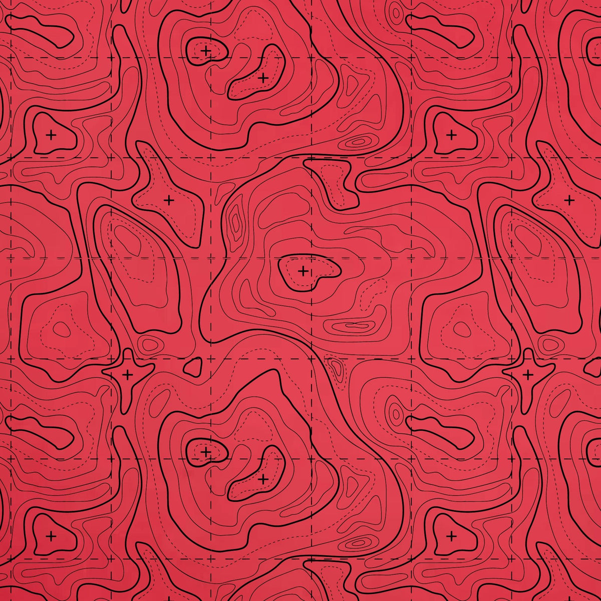 Topographic contour line pattern on a colored material sheet
