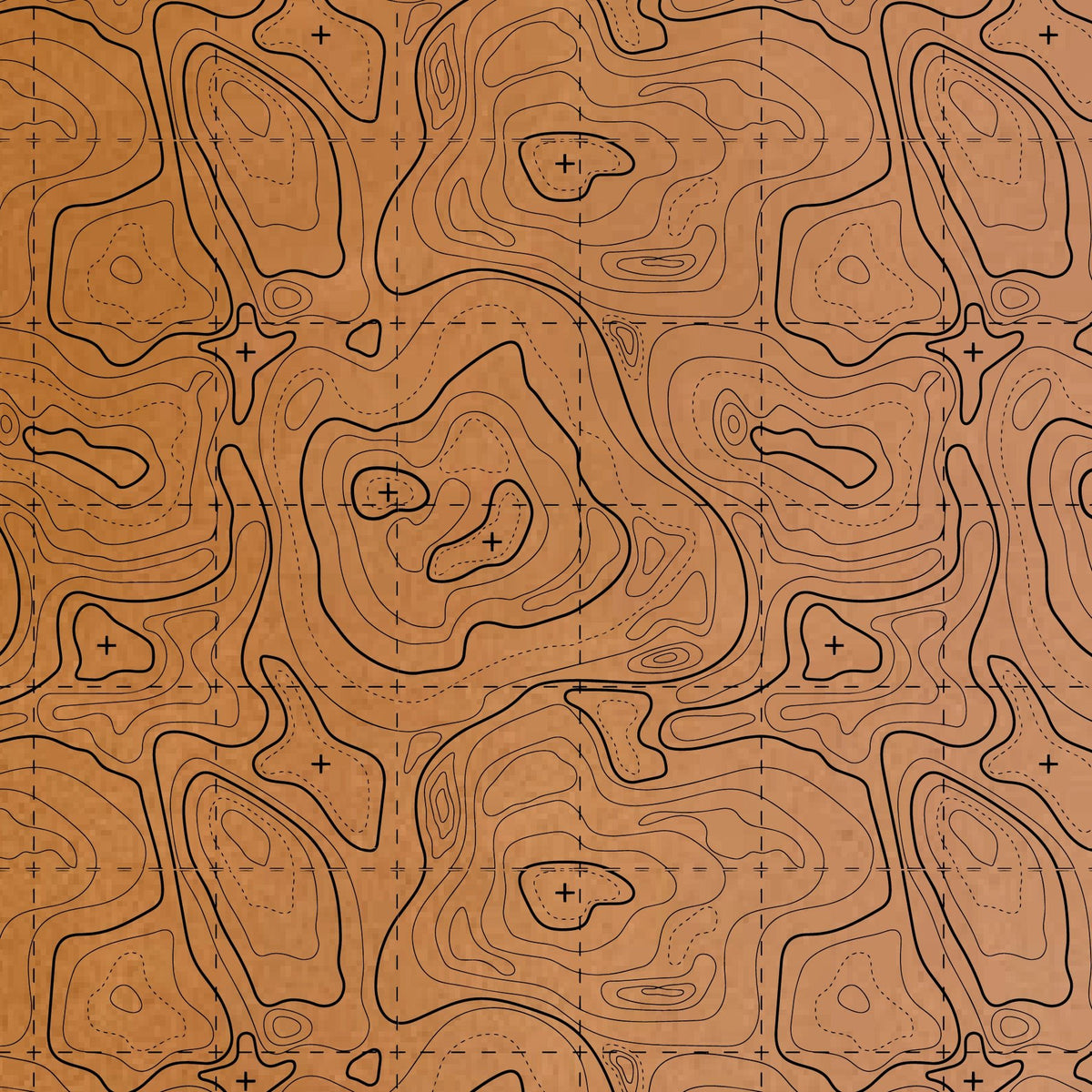 Topographic contour line pattern on a colored material sheet