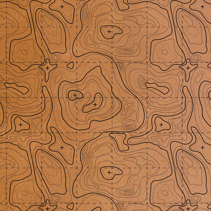 Topographic contour line pattern on a colored material sheet