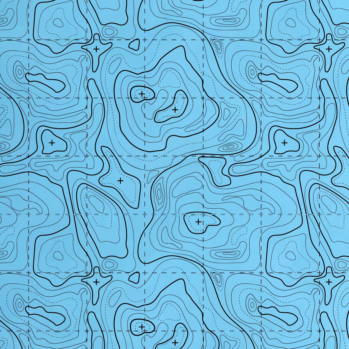 Topographic contour line pattern on a colored material sheet