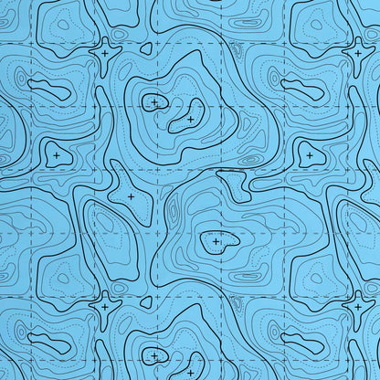 Topographic contour line pattern on a colored material sheet