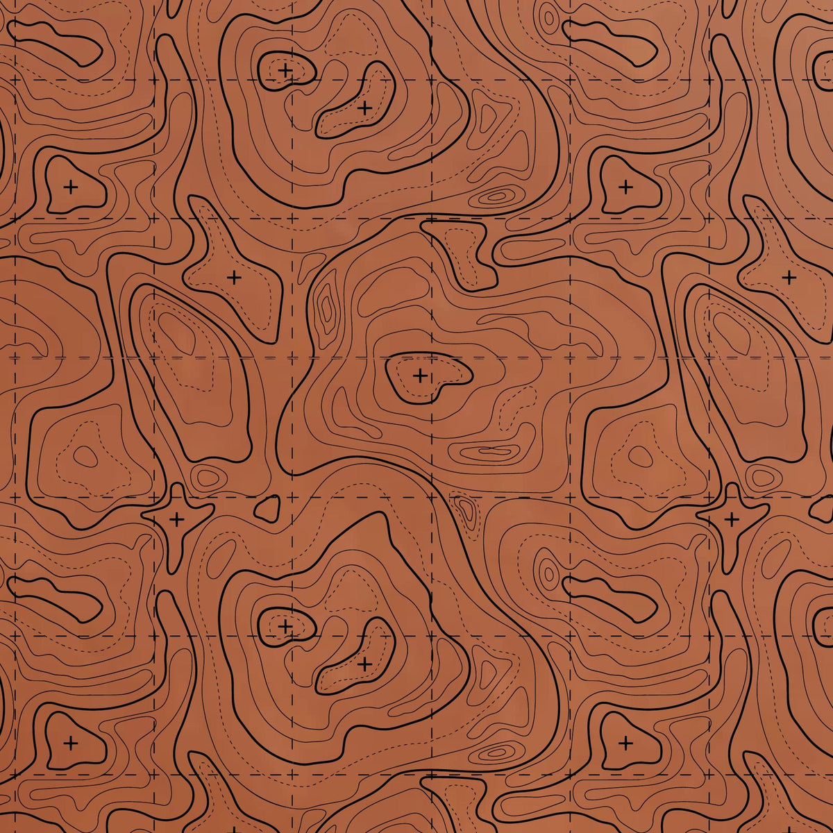 Topographic contour line pattern on a colored material sheet