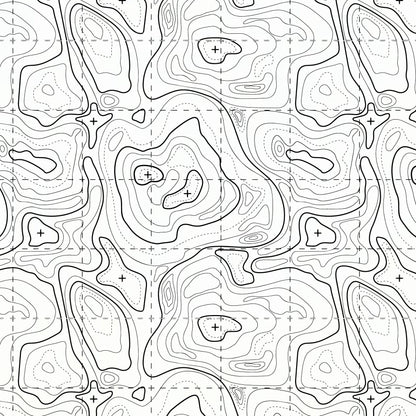 Topographic contour line pattern on a colored material sheet