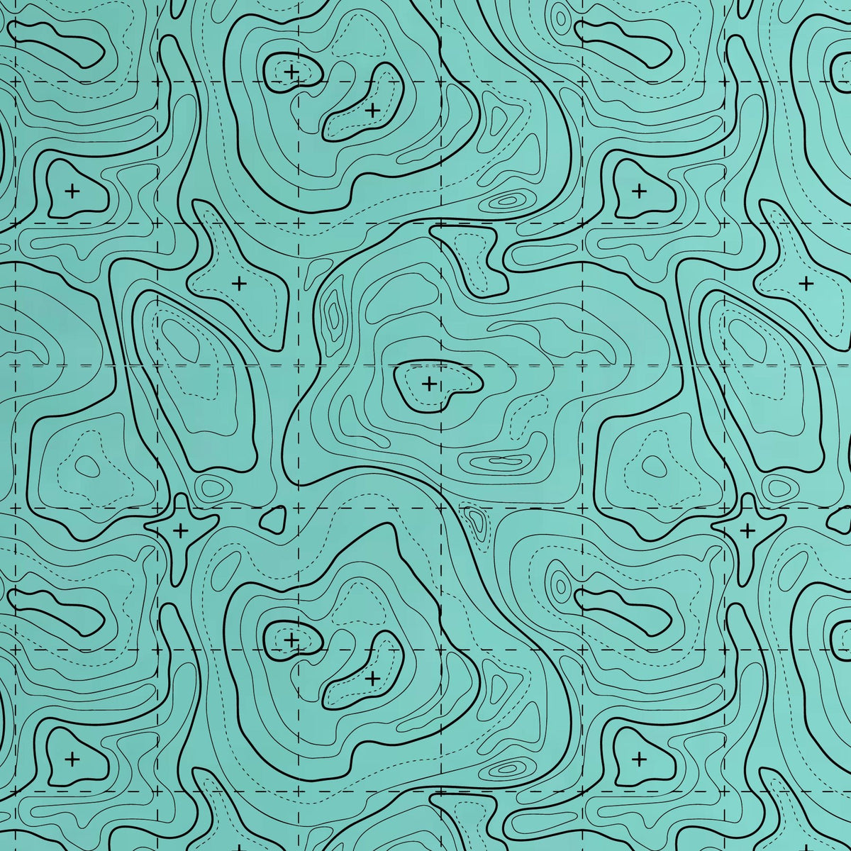 Topographic contour line pattern on a colored material sheet