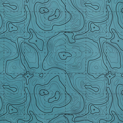 Topographic contour line pattern on a colored material sheet