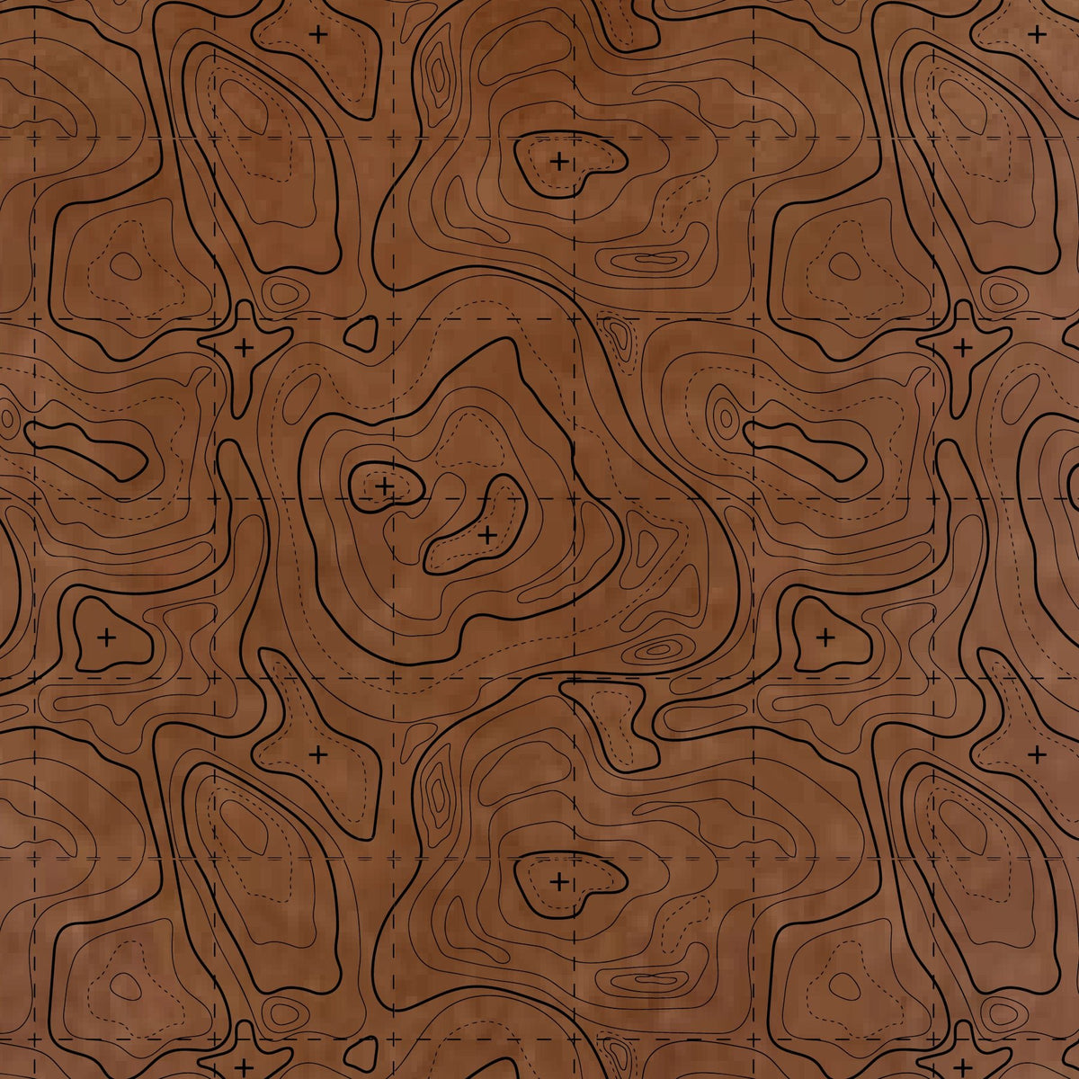 Topographic contour line pattern on a colored material sheet