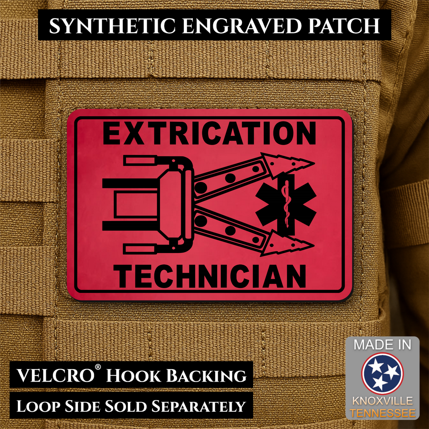 Vehicle Extrication Technician - Jaws of Life Patch - Morale Patch | Made in USA | VELCRO® Brand Hook Backing