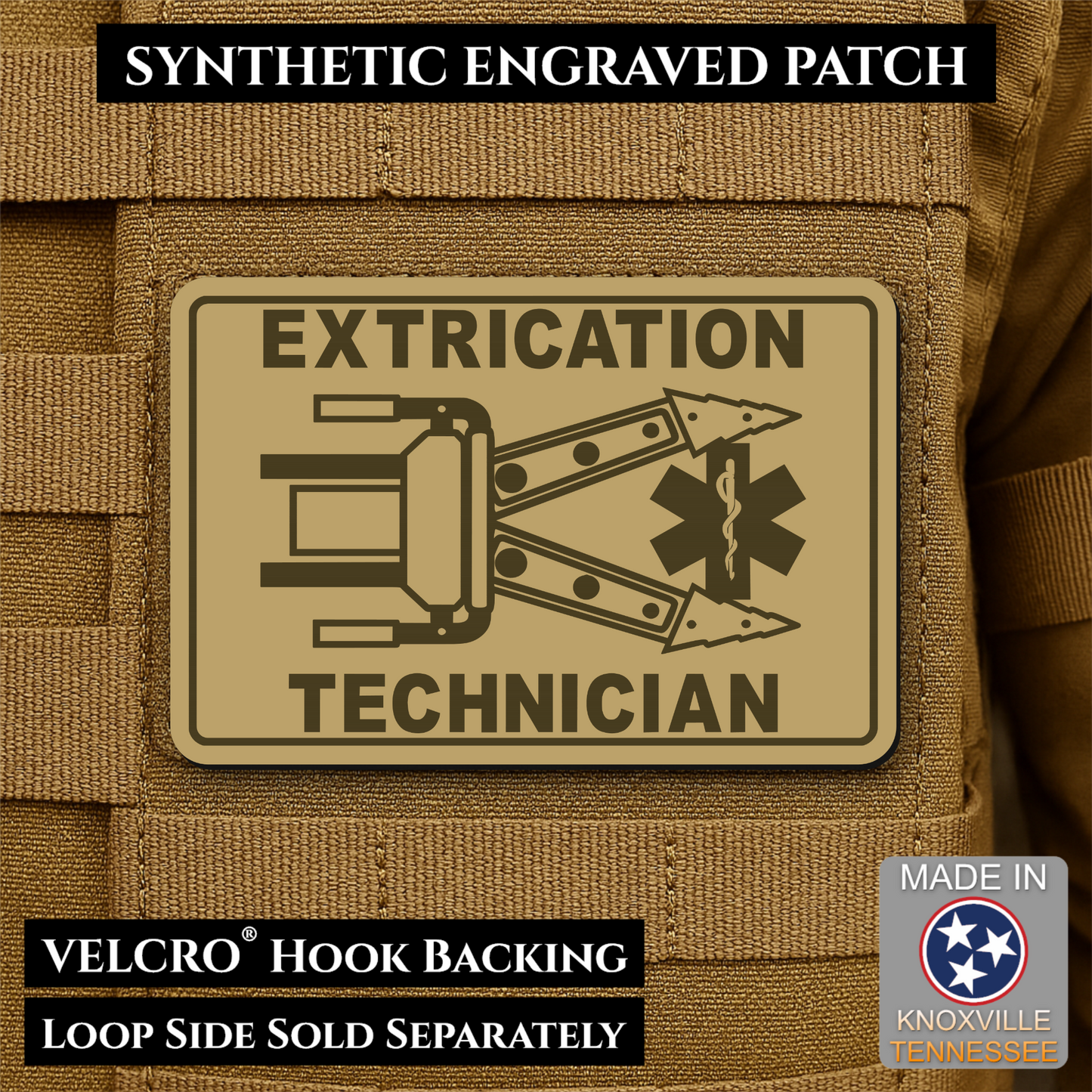 Vehicle Extrication Technician - Jaws of Life Patch - Morale Patch | Made in USA | VELCRO® Brand Hook Backing