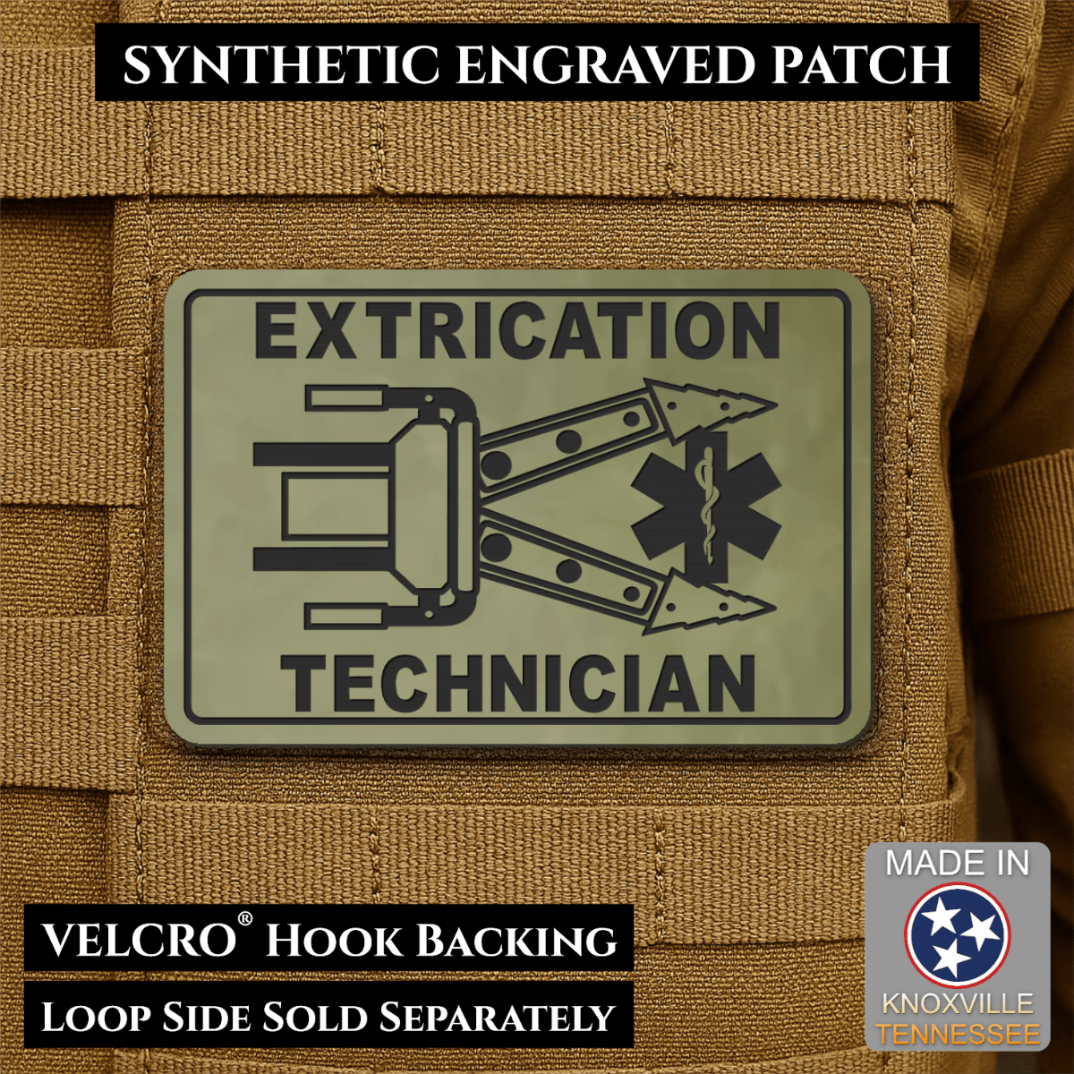 Vehicle Extrication Technician - Jaws of Life Patch - Morale Patch, 2x3" | Made in USA | VELCRO® Brand Hook Backing - LoneStar Adhesive