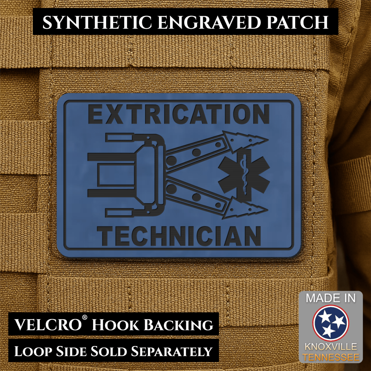 Vehicle Extrication Technician - Jaws of Life Patch - Morale Patch, 2x3" | Made in USA | VELCRO® Brand Hook Backing - LoneStar Adhesive