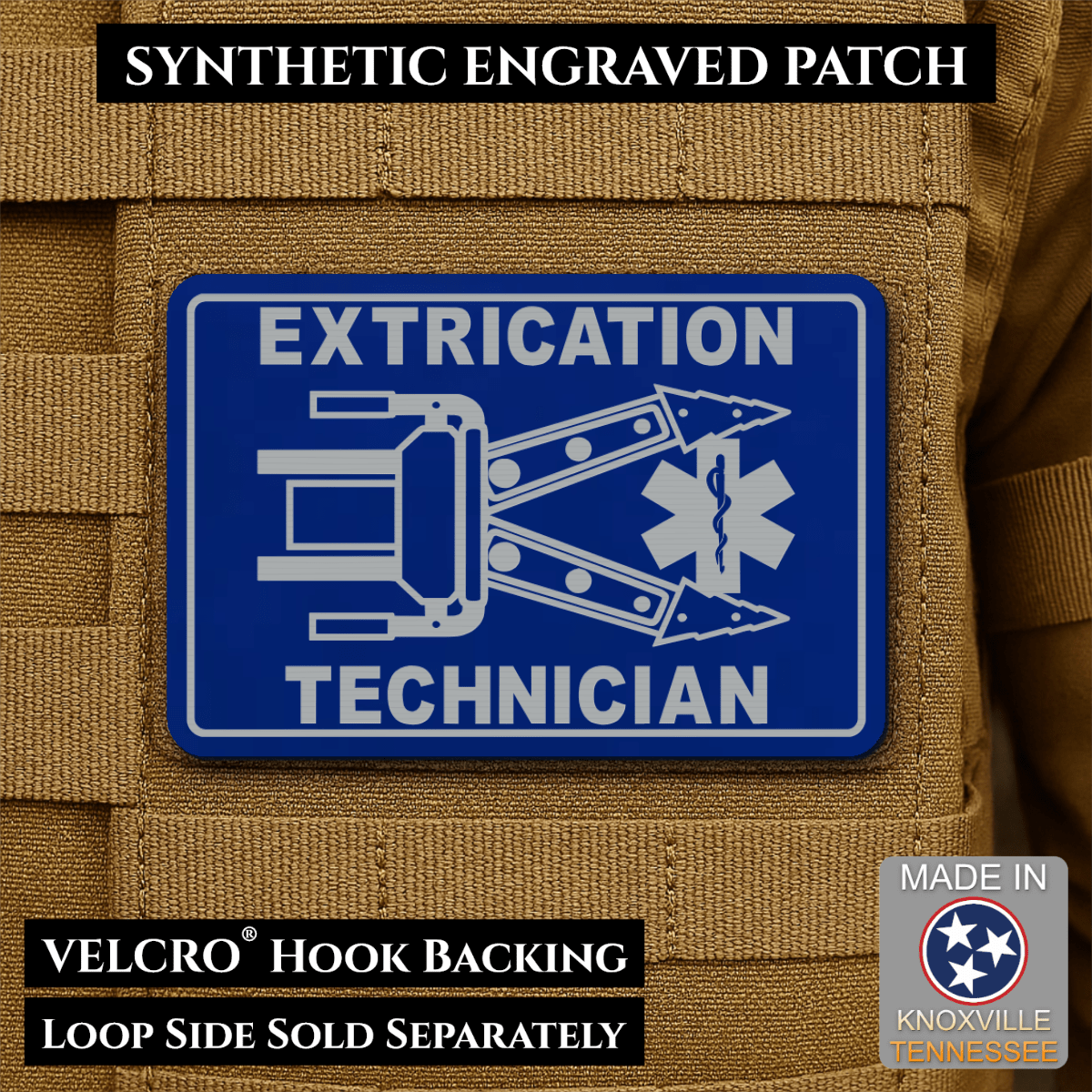 Vehicle Extrication Technician - Jaws of Life Patch - Morale Patch, 2x3" | Made in USA | VELCRO® Brand Hook Backing - LoneStar Adhesive