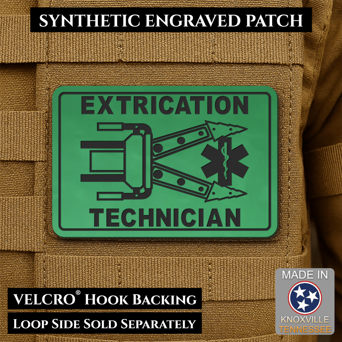 Vehicle Extrication Technician - Jaws of Life Patch - Morale Patch, 2x3" | Made in USA | VELCRO® Brand Hook Backing - LoneStar Adhesive