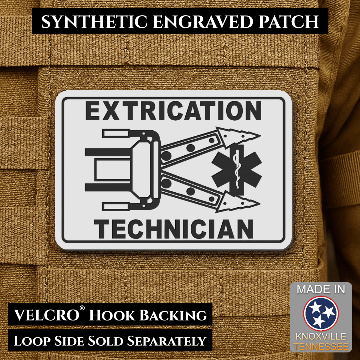 Vehicle Extrication Technician - Jaws of Life Patch - Morale Patch, 2x3" | Made in USA | VELCRO® Brand Hook Backing - LoneStar Adhesive