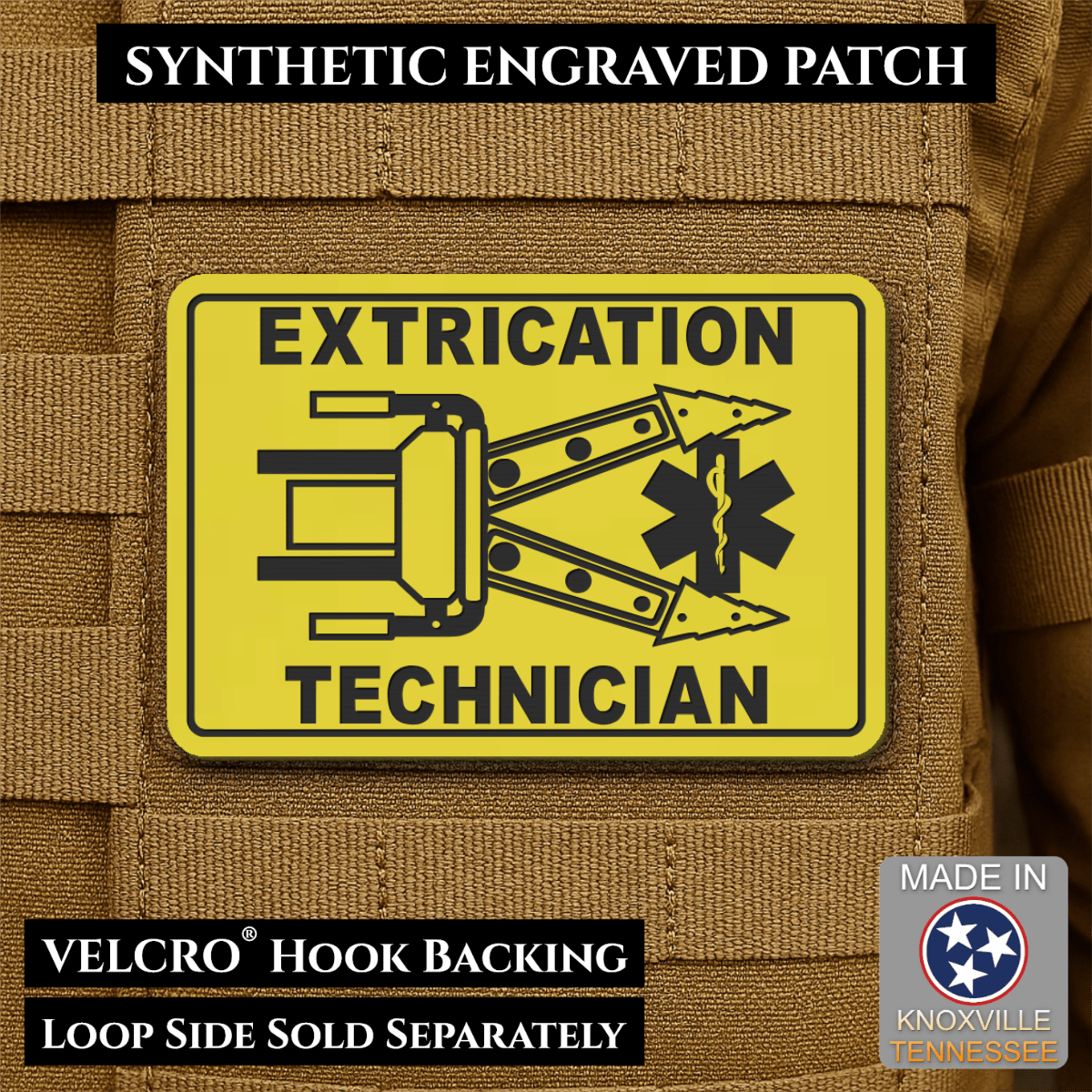 Vehicle Extrication Technician - Jaws of Life Patch - Morale Patch, 2x3" | Made in USA | VELCRO® Brand Hook Backing - LoneStar Adhesive