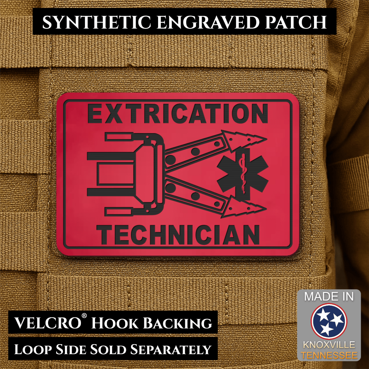 Vehicle Extrication Technician - Jaws of Life Patch - Morale Patch, 2x3" | Made in USA | VELCRO® Brand Hook Backing - LoneStar Adhesive