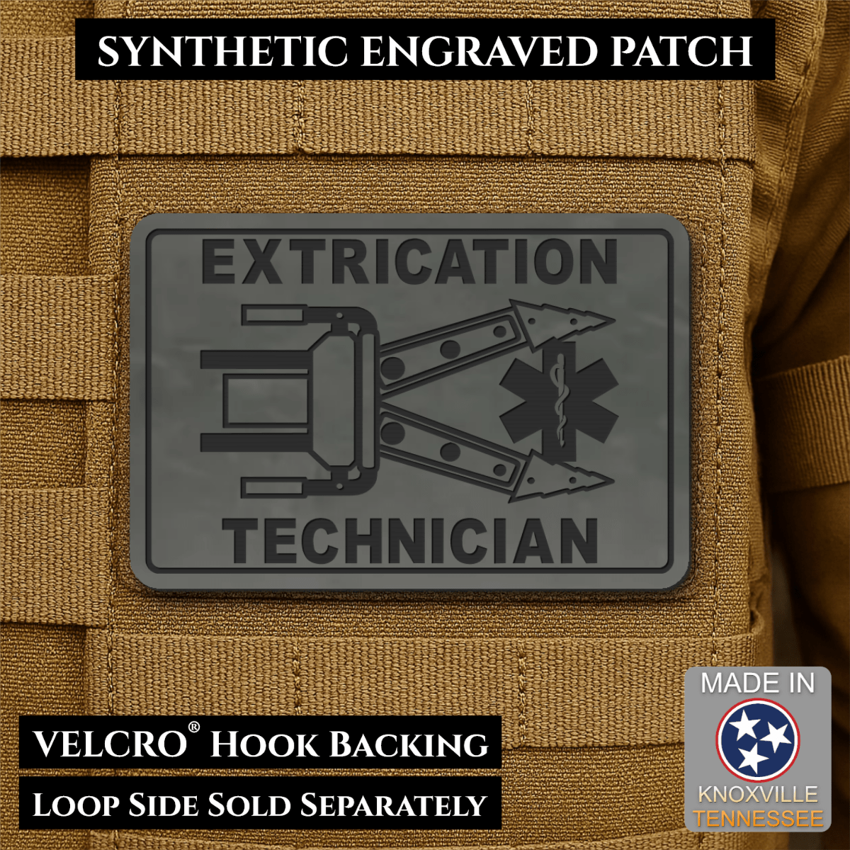 Vehicle Extrication Technician - Jaws of Life Patch - Morale Patch, 2x3" | Made in USA | VELCRO® Brand Hook Backing - LoneStar Adhesive