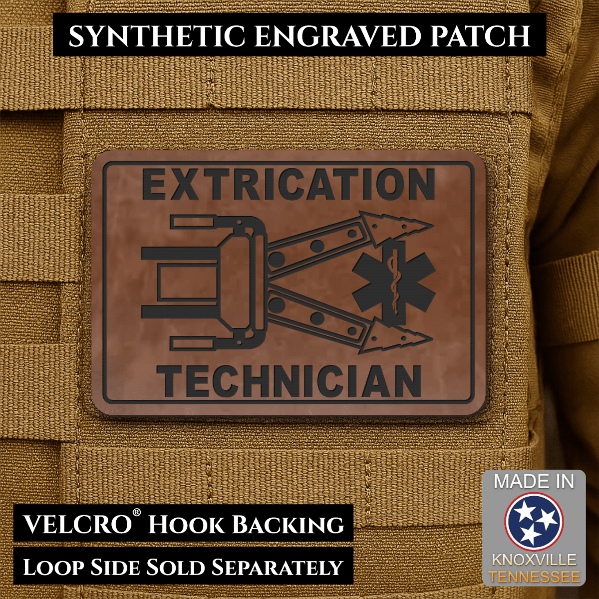 Vehicle Extrication Technician - Jaws of Life Patch - Morale Patch, 2x3" | Made in USA | VELCRO® Brand Hook Backing - LoneStar Adhesive