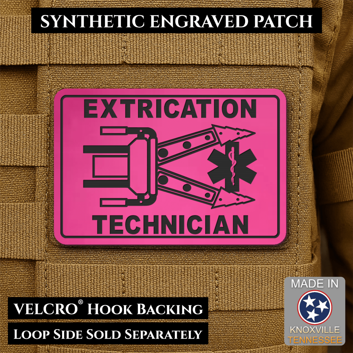 Vehicle Extrication Technician - Jaws of Life Patch - Morale Patch, 2x3" | Made in USA | VELCRO® Brand Hook Backing - LoneStar Adhesive