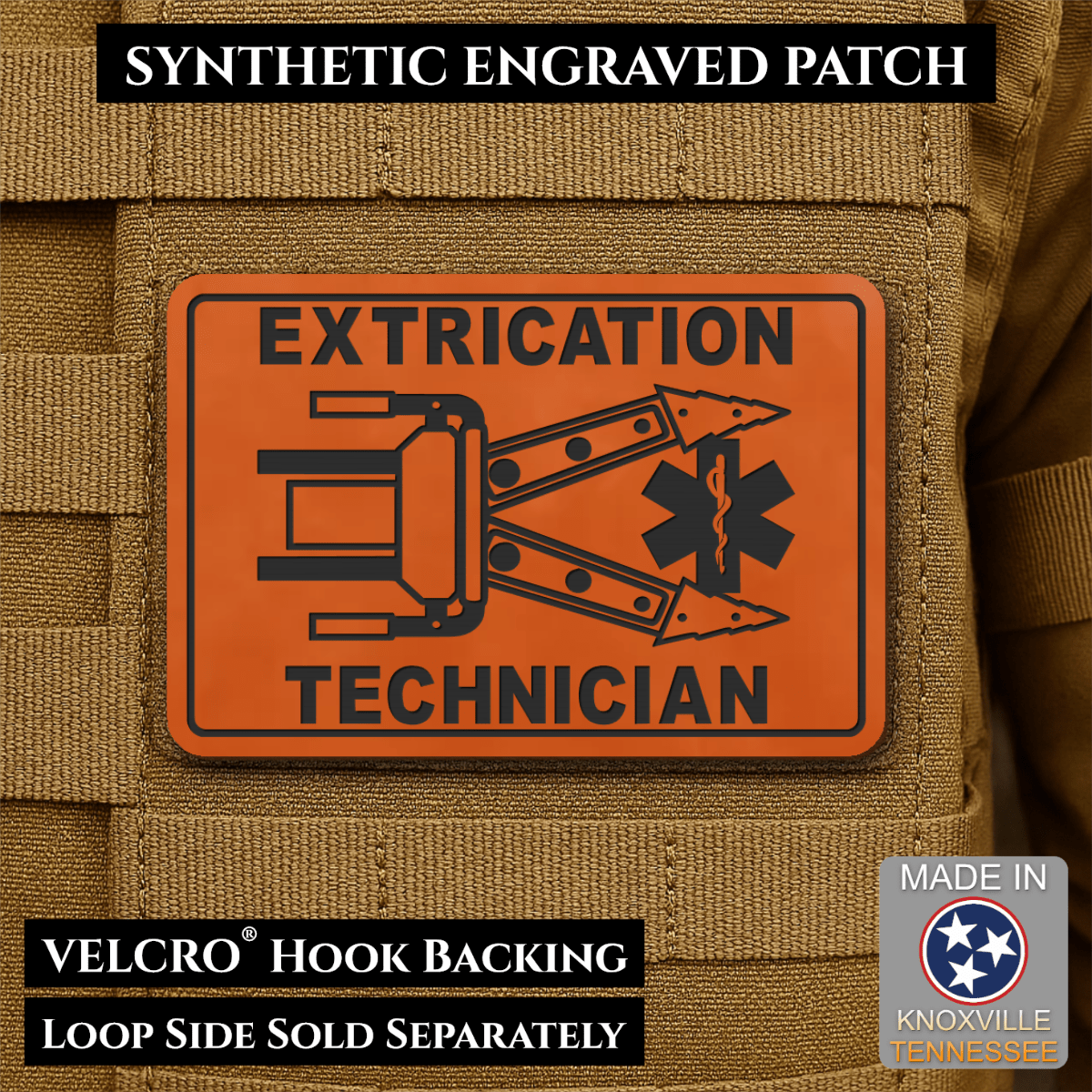 Vehicle Extrication Technician - Jaws of Life Patch - Morale Patch, 2x3" | Made in USA | VELCRO® Brand Hook Backing - LoneStar Adhesive