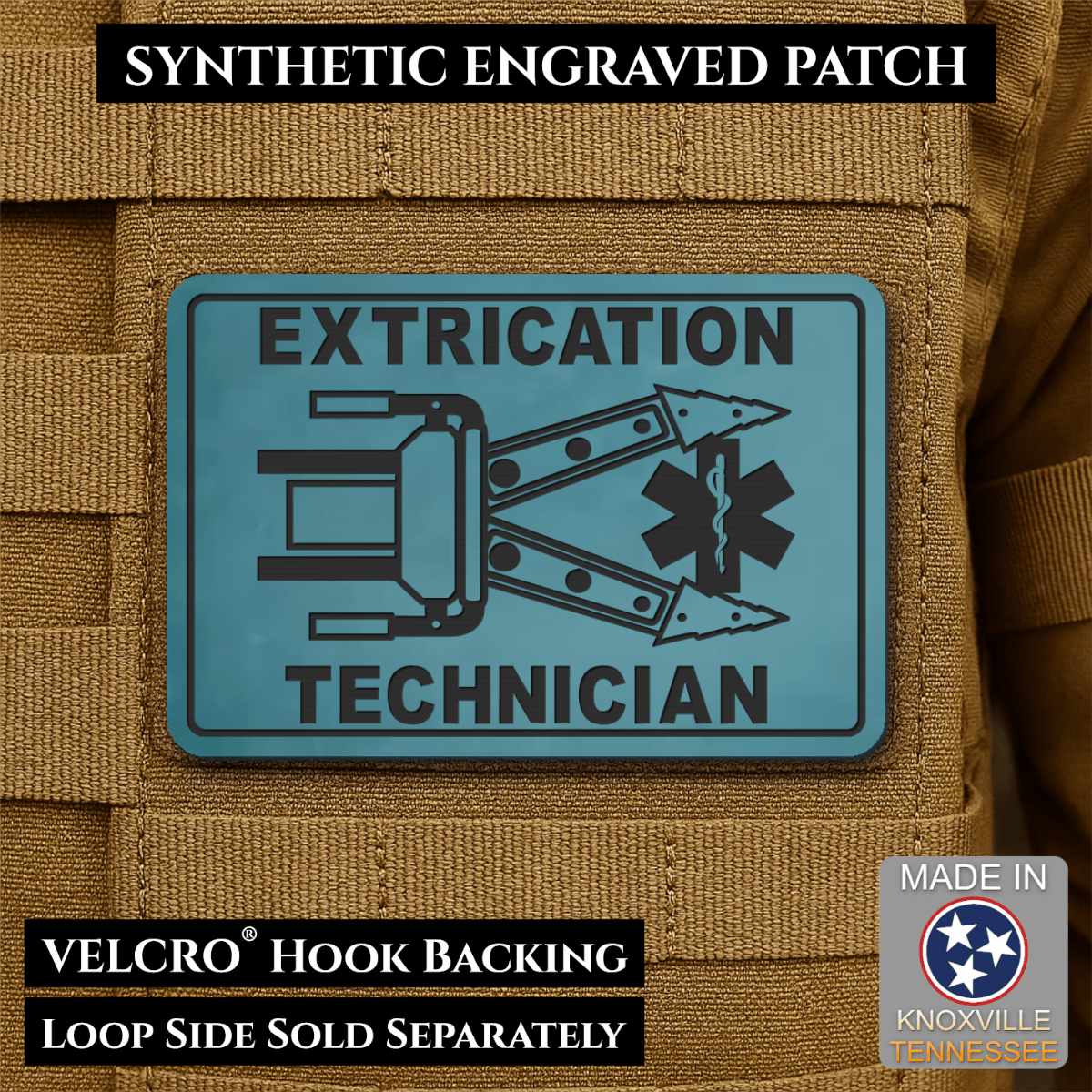 Vehicle Extrication Technician - Jaws of Life Patch - Morale Patch, 2x3" | Made in USA | VELCRO® Brand Hook Backing - LoneStar Adhesive