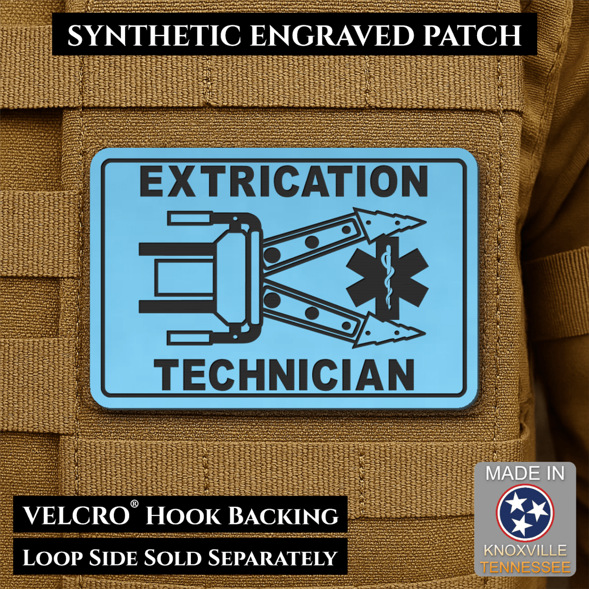 Vehicle Extrication Technician - Jaws of Life Patch - Morale Patch, 2x3" | Made in USA | VELCRO® Brand Hook Backing - LoneStar Adhesive