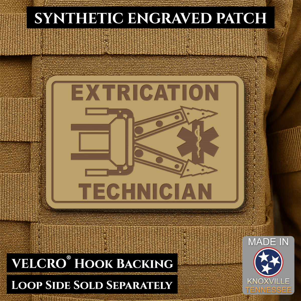 Vehicle Extrication Technician - Jaws of Life Patch - Morale Patch, 2x3" | Made in USA | VELCRO® Brand Hook Backing - LoneStar Adhesive