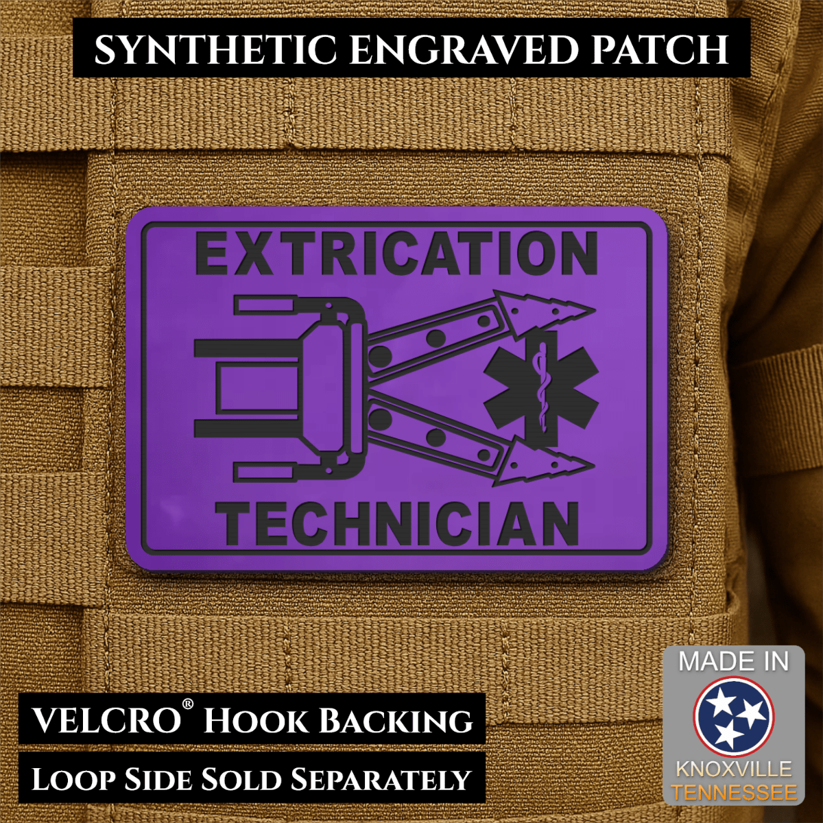 Vehicle Extrication Technician - Jaws of Life Patch - Morale Patch, 2x3" | Made in USA | VELCRO® Brand Hook Backing - LoneStar Adhesive