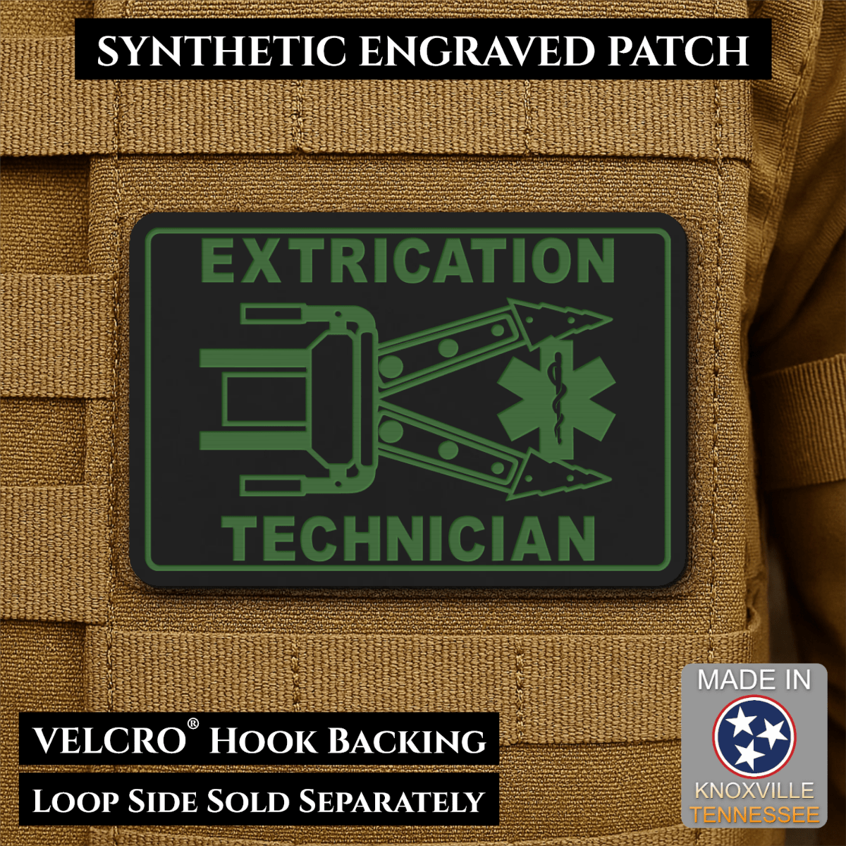 Vehicle Extrication Technician - Jaws of Life Patch - Morale Patch, 2x3" | Made in USA | VELCRO® Brand Hook Backing - LoneStar Adhesive