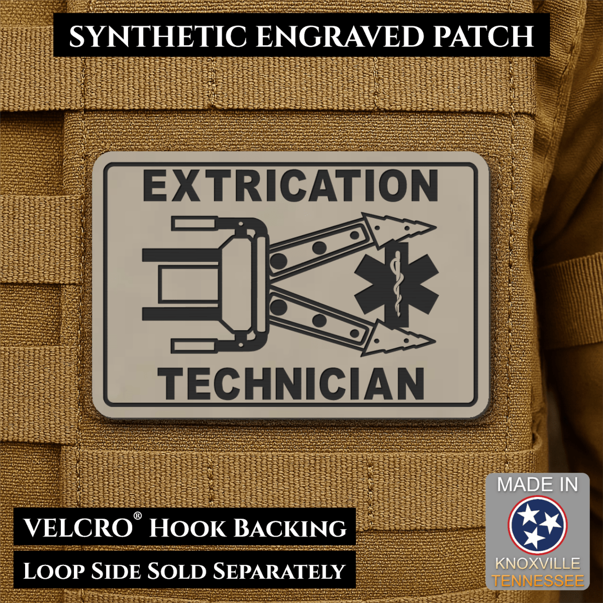 Vehicle Extrication Technician - Jaws of Life Patch - Morale Patch, 2x3" | Made in USA | VELCRO® Brand Hook Backing - LoneStar Adhesive