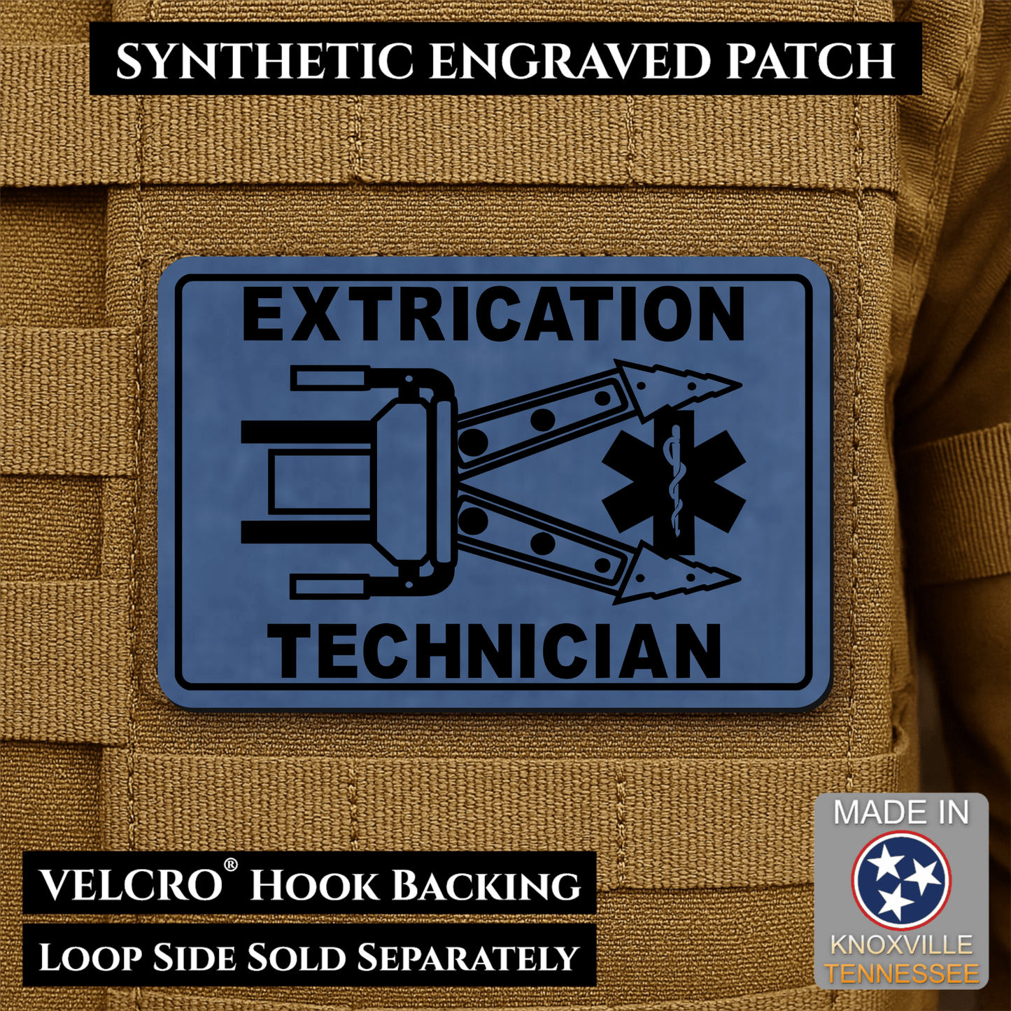 Vehicle Extrication Technician - Jaws of Life Patch - Morale Patch | Made in USA | VELCRO® Brand Hook Backing - LoneStar Adhesive