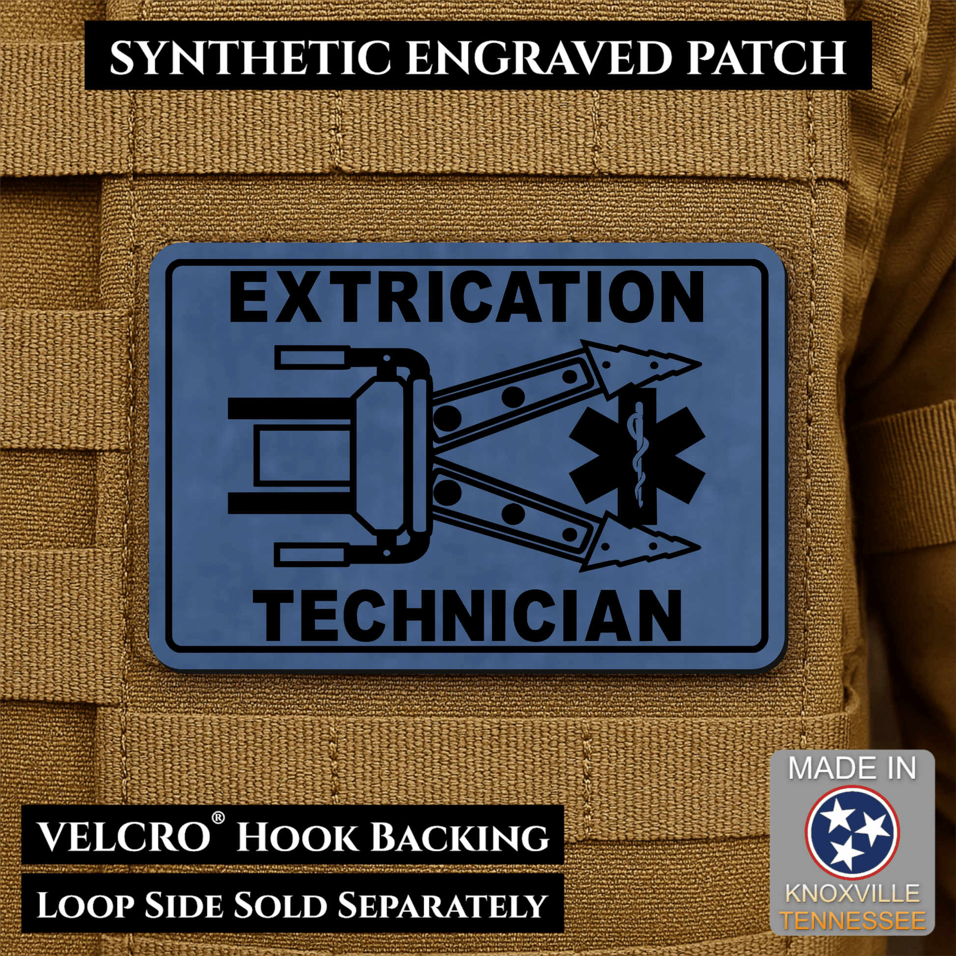 Vehicle Extrication Technician - Jaws of Life Patch - Morale Patch | Made in USA | VELCRO® Brand Hook Backing - LoneStar Adhesive