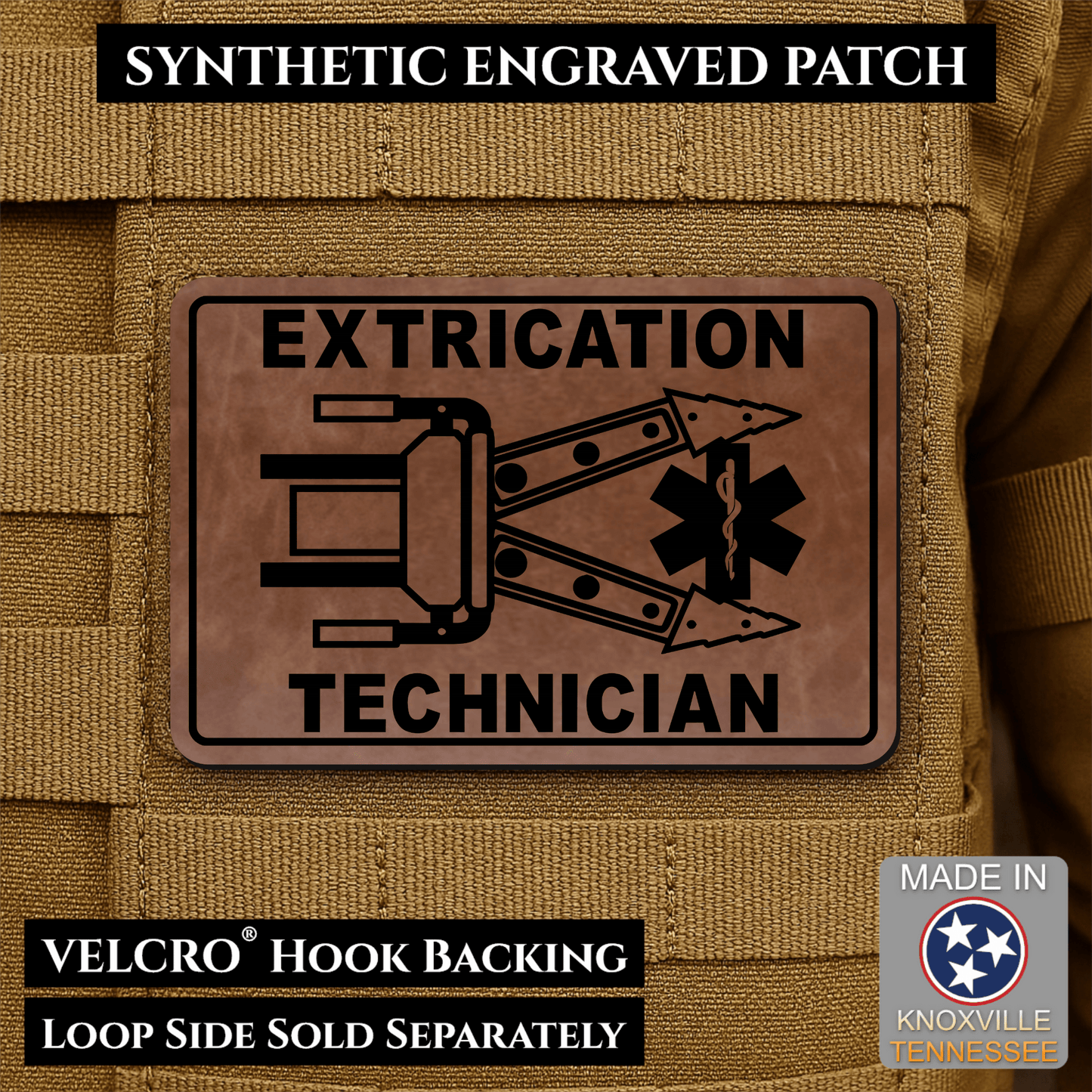 Vehicle Extrication Technician - Jaws of Life Patch - Morale Patch | Made in USA | VELCRO® Brand Hook Backing - LoneStar Adhesive