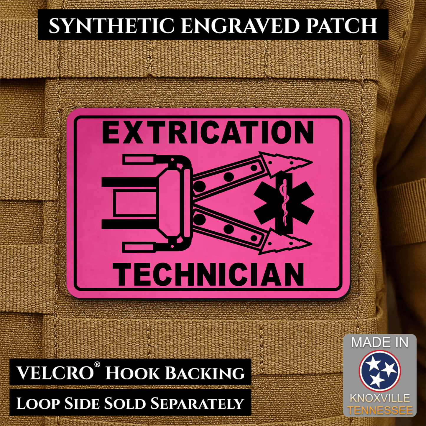 Vehicle Extrication Technician - Jaws of Life Patch - Morale Patch | Made in USA | VELCRO® Brand Hook Backing - LoneStar Adhesive