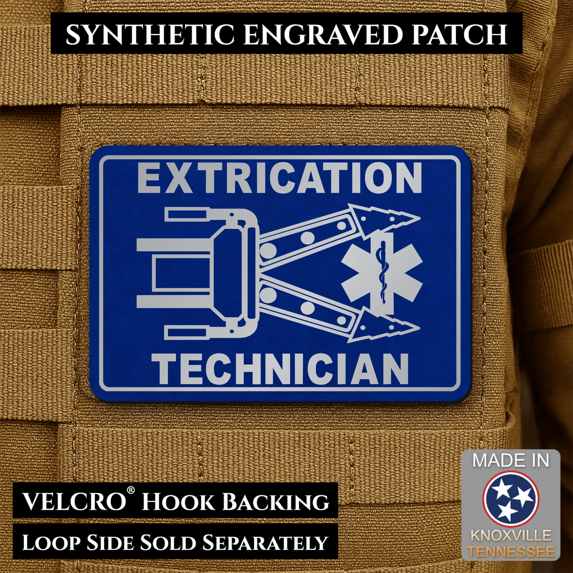 Vehicle Extrication Technician - Jaws of Life Patch - Morale Patch | Made in USA | VELCRO® Brand Hook Backing - LoneStar Adhesive