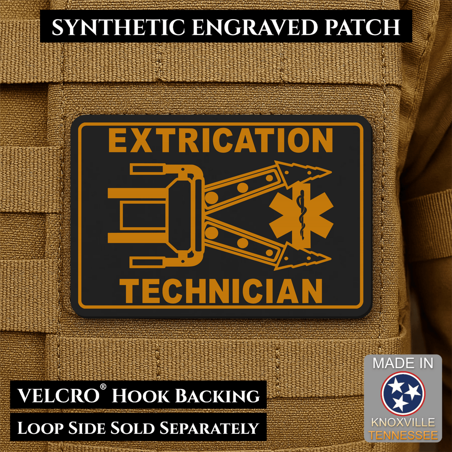 Vehicle Extrication Technician - Jaws of Life Patch - Morale Patch | Made in USA | VELCRO® Brand Hook Backing - LoneStar Adhesive