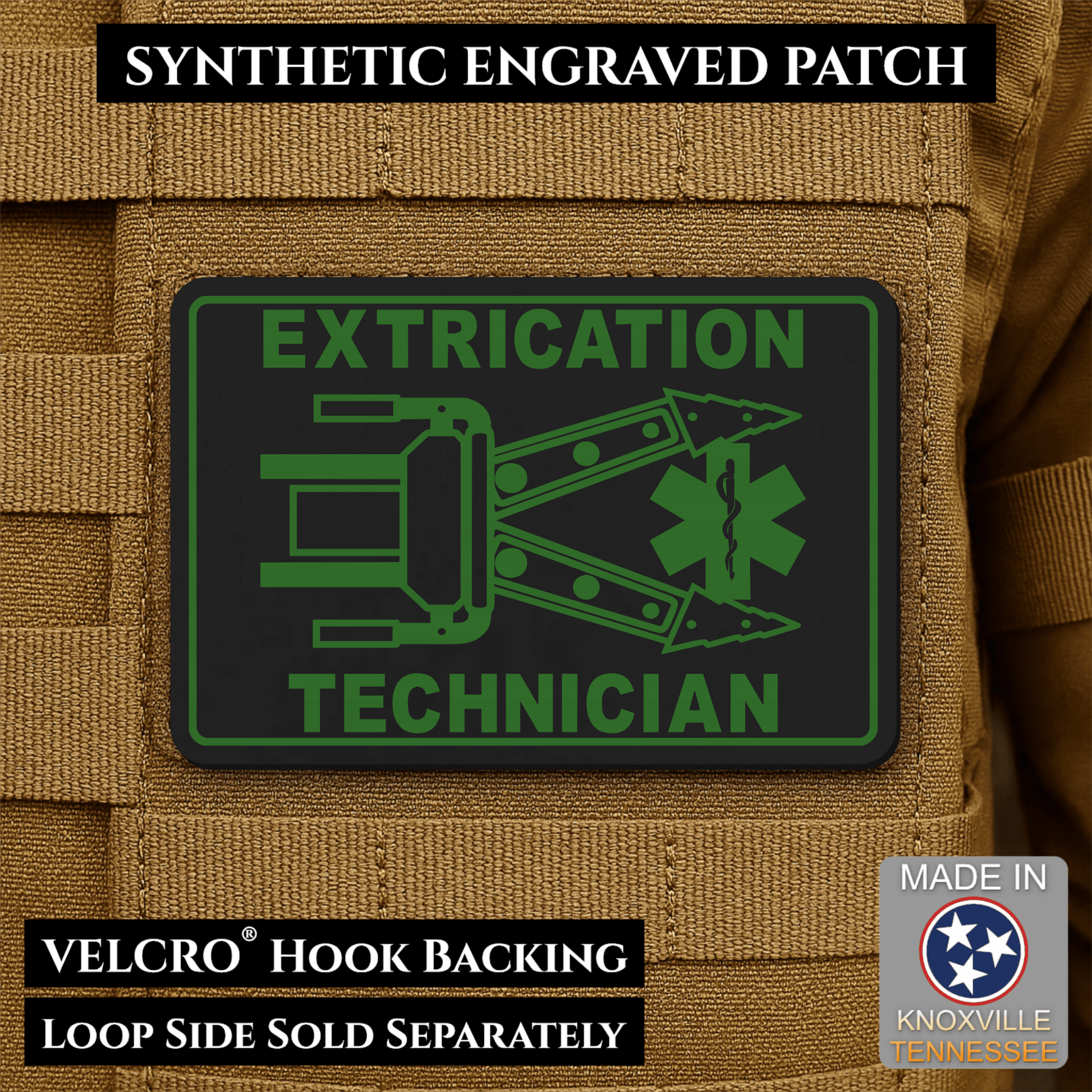 Vehicle Extrication Technician - Jaws of Life Patch - Morale Patch | Made in USA | VELCRO® Brand Hook Backing - LoneStar Adhesive