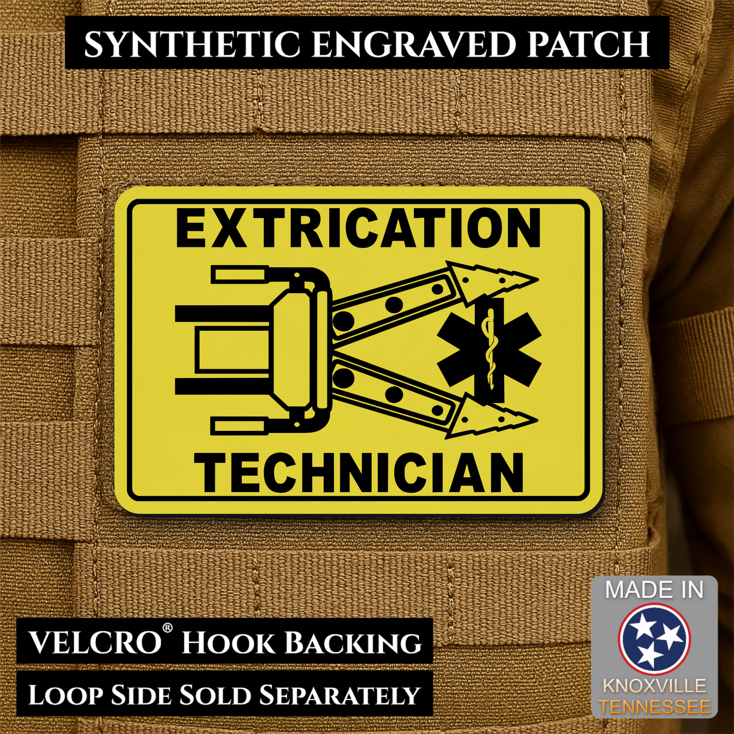 Vehicle Extrication Technician - Jaws of Life Patch - Morale Patch | Made in USA | VELCRO® Brand Hook Backing