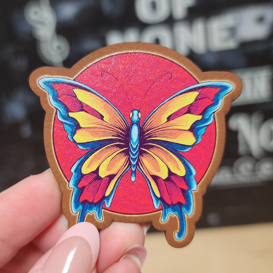 Vibrant Butterfly UV Printed Leatherette Hat Patch - MR01 - LoneStar Adhesive