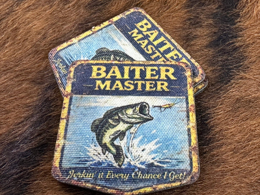 Vintage Master Baiter UV Printed Premium Canvas Patches Funny Fishing Hat Patch - LoneStar Adhesive