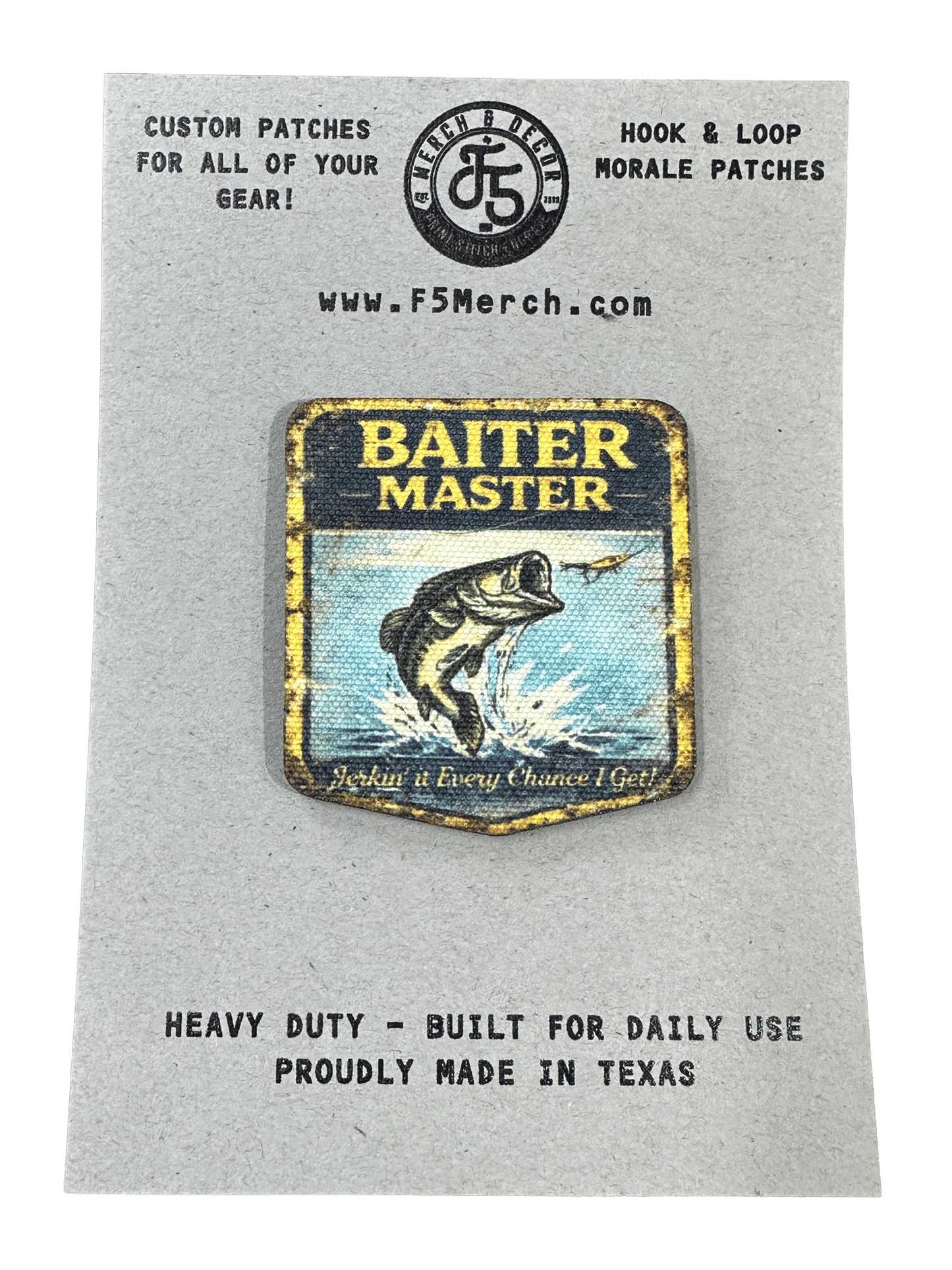 Vintage Master Baiter UV Printed Premium Canvas Patches Funny Fishing Hat Patch - LoneStar Adhesive