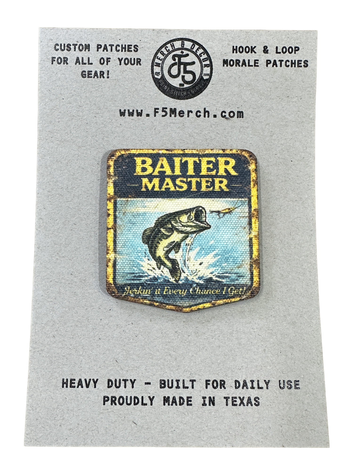 Vintage Master Baiter UV Printed Premium Canvas Patches Funny Fishing Hat Patch - LoneStar Adhesive