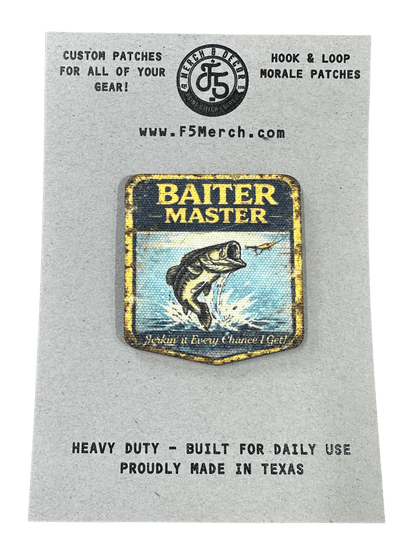 Vintage Master Baiter UV Printed Premium Canvas Patches Funny Fishing Hat Patch - LoneStar Adhesive