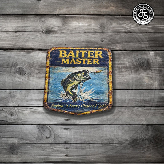Vintage Master Baiter UV Printed Premium Canvas Patches Funny Fishing Hat Patch - LoneStar Adhesive