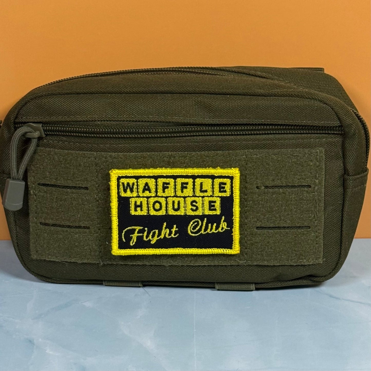 Waffle House Fight Club Funny Morale Patch, 2x3" | Made in USA | VELCRO® Brand Hook Backing - LoneStar Adhesive